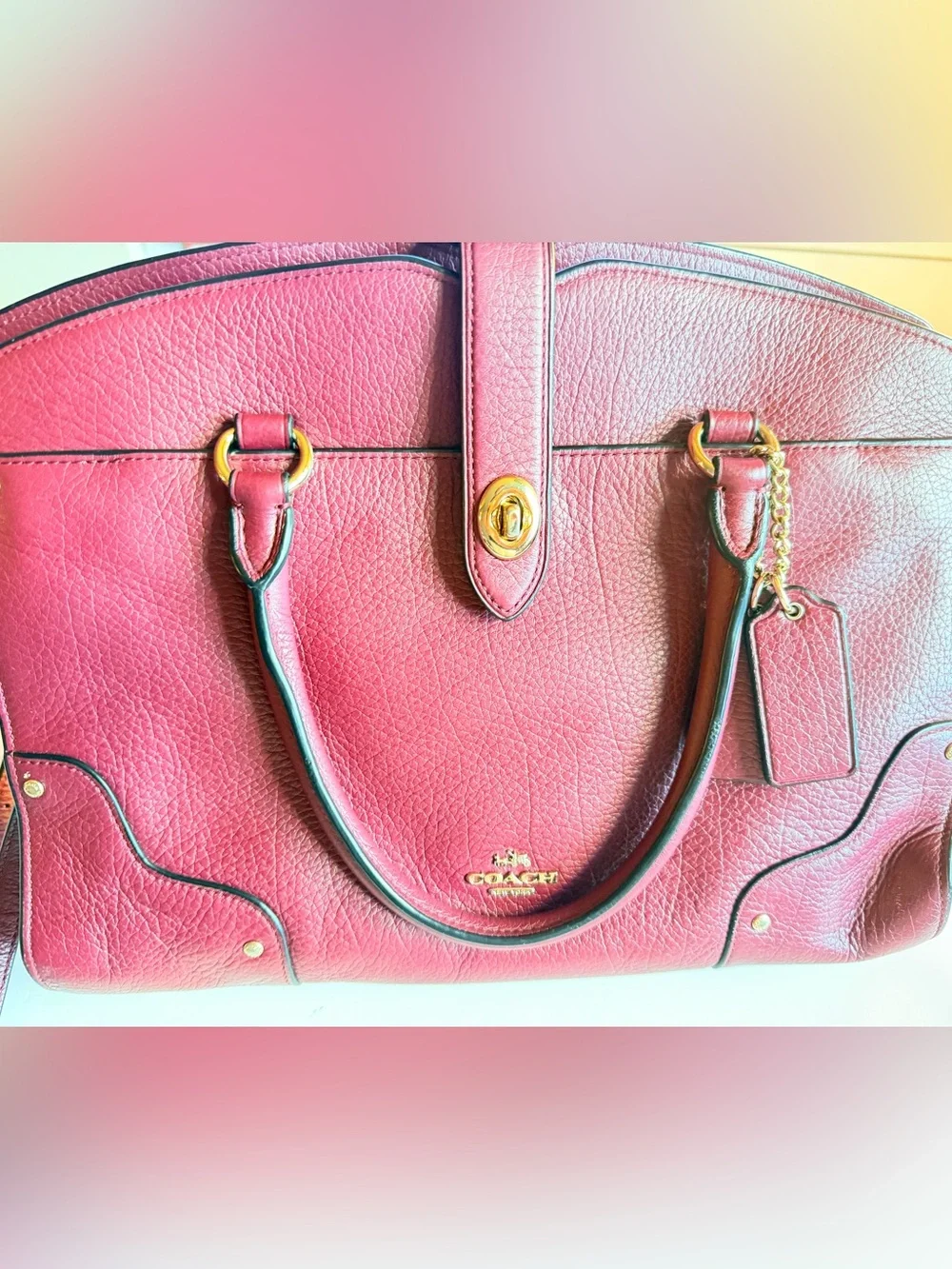 Coach Burgundy Mercer Satchel 2 way bag